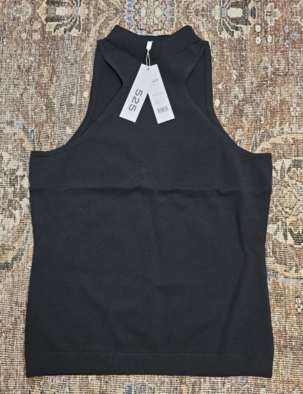 525 America Revolve Black Mock Neck Knit Sweater Tank Sleeveless Nylon NWT S